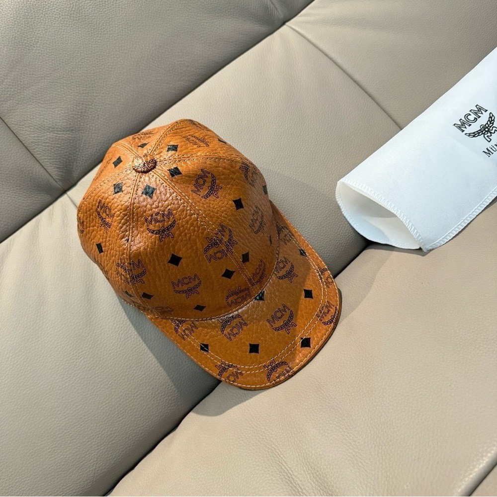 MCM Tan Logo Pattern Cap